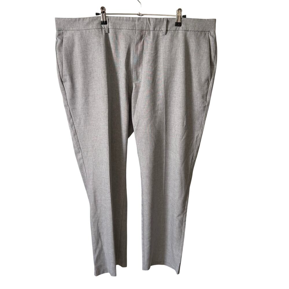 Haggar Mens Size 42 x 29 Comfort Performance Dress Pants Gray Straight Leg